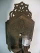 Antique Victorian Decorated Cast Iron Gold Wash Painted Rusted Wall Sconce Light Chandeliers, Fixtures, Sconces photo 4