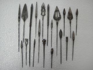 A 18th C Of 20 Pieces Mughal Steel Arrowheads. photo