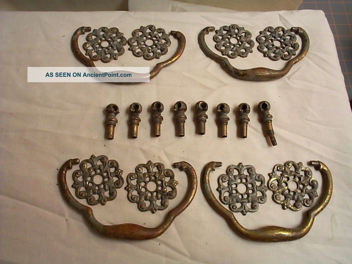 Set Of 4 Cast Brass Victorian Drawer Pulls Circa 1870 Antiques Drawer Pulls photo