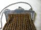 Antique Victorian G Silver Fame Hand Crochet Knit Iridescent Copper Bead Purse Victorian photo 2