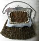 Antique Victorian G Silver Fame Hand Crochet Knit Iridescent Copper Bead Purse Victorian photo 5