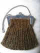 Antique Victorian G Silver Fame Hand Crochet Knit Iridescent Copper Bead Purse Victorian photo 6