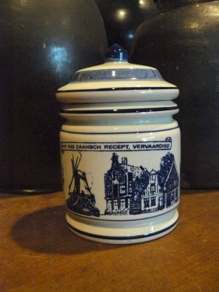 Vintage Blue & White Crock Jar Holland photo