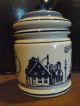 Vintage Blue & White Crock Jar Holland Primitives photo 1