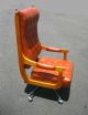 Vintage Danish Mid Century Orangetufted Office Swivel Chair Vinyl Finial Castors Post-1950 photo 2