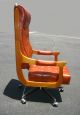Vintage Danish Mid Century Orangetufted Office Swivel Chair Vinyl Finial Castors Post-1950 photo 3
