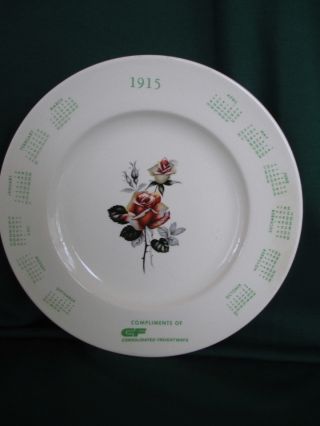 Antique 1915 Calendar Plate Compliments Of Consolidated Freightways Rose Center photo
