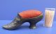 Early 1900’s Lady’s Heeled Pewter Shoe - Sawdust Filled Red Pincushion Pin Cushions photo 6