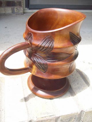 Carved Wood Chalis Water Cup With Fish Religous Item photo