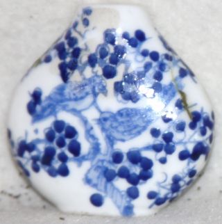 Chinese Late Qing (1890 - 1910) Blue On White Porcelain Marked Snuff Bottle photo
