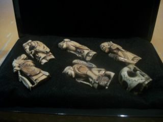 Collection Of 6 1890 - 1912 Netsuke In Lined Dsiplay Box Great Detail photo
