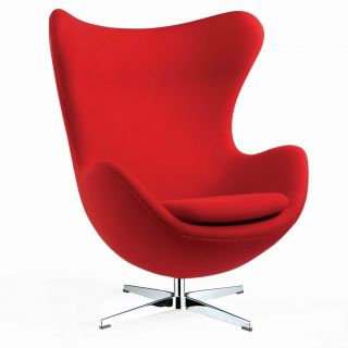 Arne Jacobsen Egg Chair And Ottoman - Red Wool photo