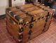 Refinished Flat Top Victorian Steamer Trunk Antique Chest W/straps,  Key,  & Tray 1800-1899 photo 5