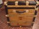 Refinished Flat Top Victorian Steamer Trunk Antique Chest W/straps,  Key,  & Tray 1800-1899 photo 6