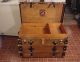 Refinished Flat Top Victorian Steamer Trunk Antique Chest W/straps,  Key,  & Tray 1800-1899 photo 8