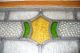 Vintage Leaded Stained Glass Window Green,  Yellow & Clear Textured Glass 1900-1940 photo 2