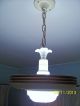 Vintage Metal Shade Light Fixture With Glass Insert 23 Inches Long Chandeliers, Fixtures, Sconces photo 2