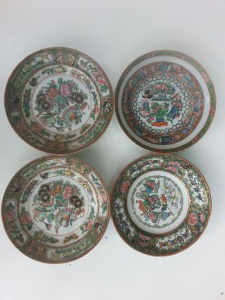 Four 19thc Chinese Canton Famille Rose Plates photo