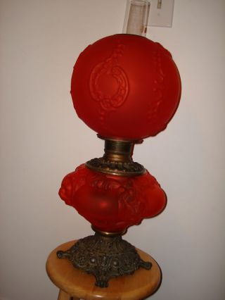 Gone With The Wind Gwtw Oil Kerosene Glass Parlor Lamp photo