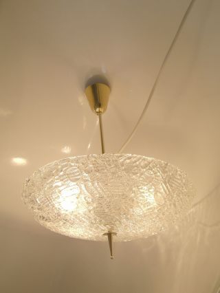 Murano Ice Glass Ceiling Lamp Chandelier Kalmar Kaiser Germany 60 ' S Mid Century photo