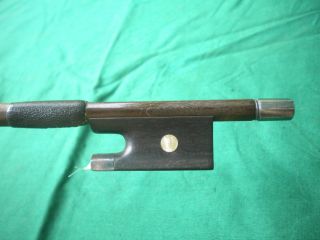 Old German Violin Bow Ebony/silver Frog Round Pernambuco 1890 - 1920 photo