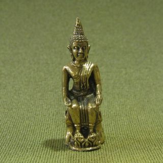 Holy Sitting Buddha Sculpture Good Luck Safety Sacred Charm Thai Amulet photo