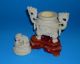 Vintage Chinese Faux Ivory Bone Highly Carved Lidded Incense Ink Pot Dragon Other photo 2