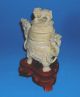 Vintage Chinese Faux Ivory Bone Highly Carved Lidded Incense Ink Pot Dragon Other photo 3