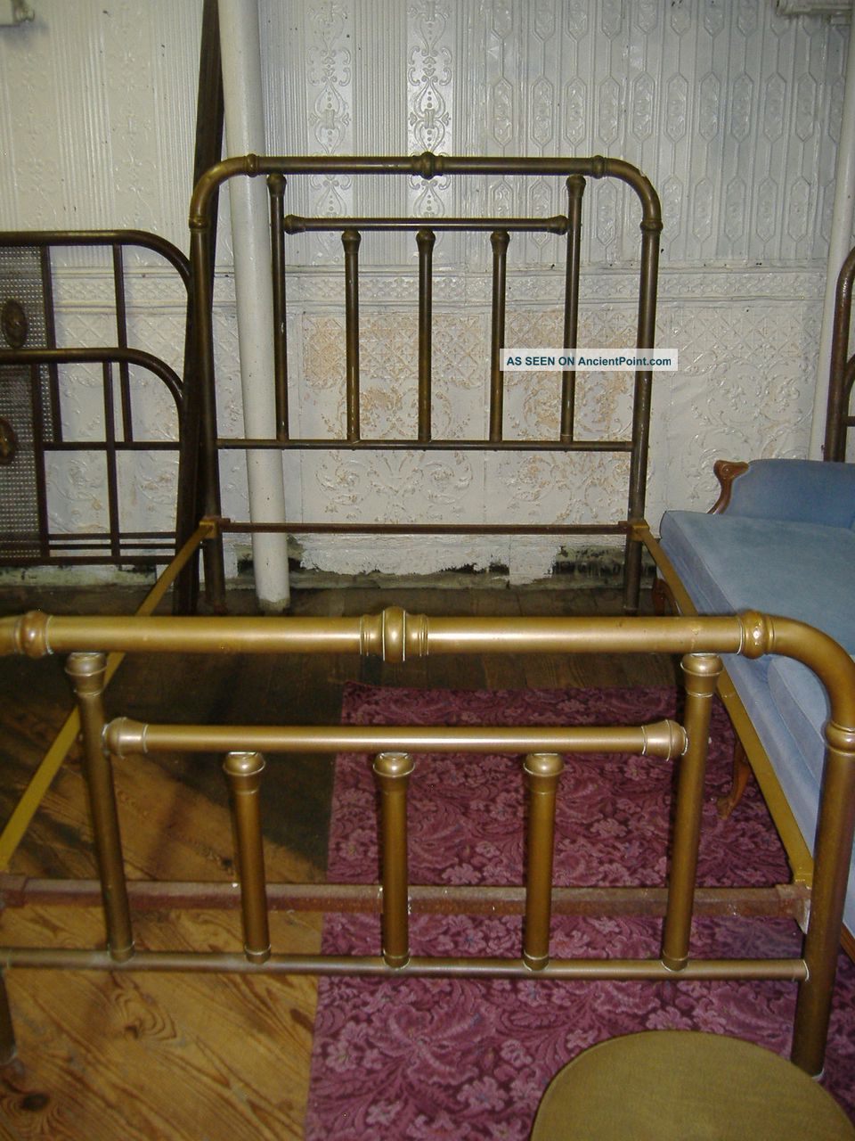 Brass Art Nouveau Bed Vintage Antique Double Full 1900-1950 photo