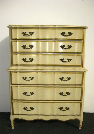 Vintage Kent Coffey French Provincial Dixie Style Tallboy Dresser Six Drawers photo