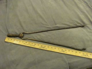Authentic Antique Brass Inlay Handle Coal/ember Tongs Wood Stove/ Fireplace Tool photo