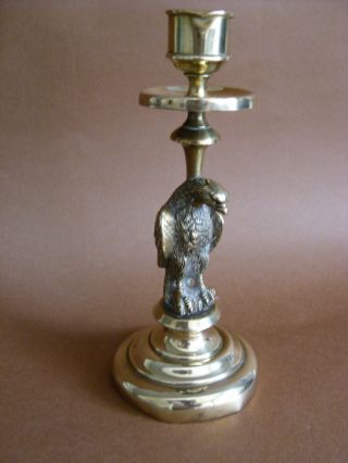 A Rare 18th Century Brass Candlestick Depicting The Bald Eagle photo