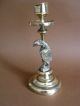 A Rare 18th Century Brass Candlestick Depicting The Bald Eagle Metalware photo 4
