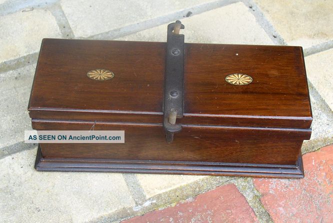 Antique Wooden English Tie Box With Tie Press C.  1880 Boxes photo