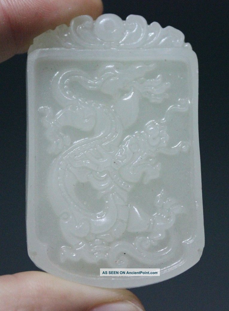Chinese Afghanistan White Jade Handwork Carved,  Dragon Pendant Necklaces & Pendants photo