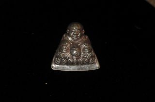 Antique Chinese Silver Buddha Hat Ornament photo