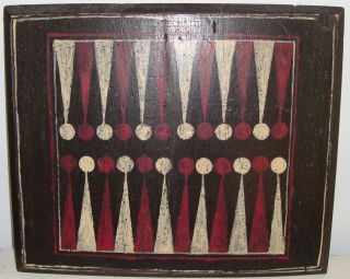 Great Primitive Folk Art Backgammon Game Board Checkerboard 35 Years Old photo