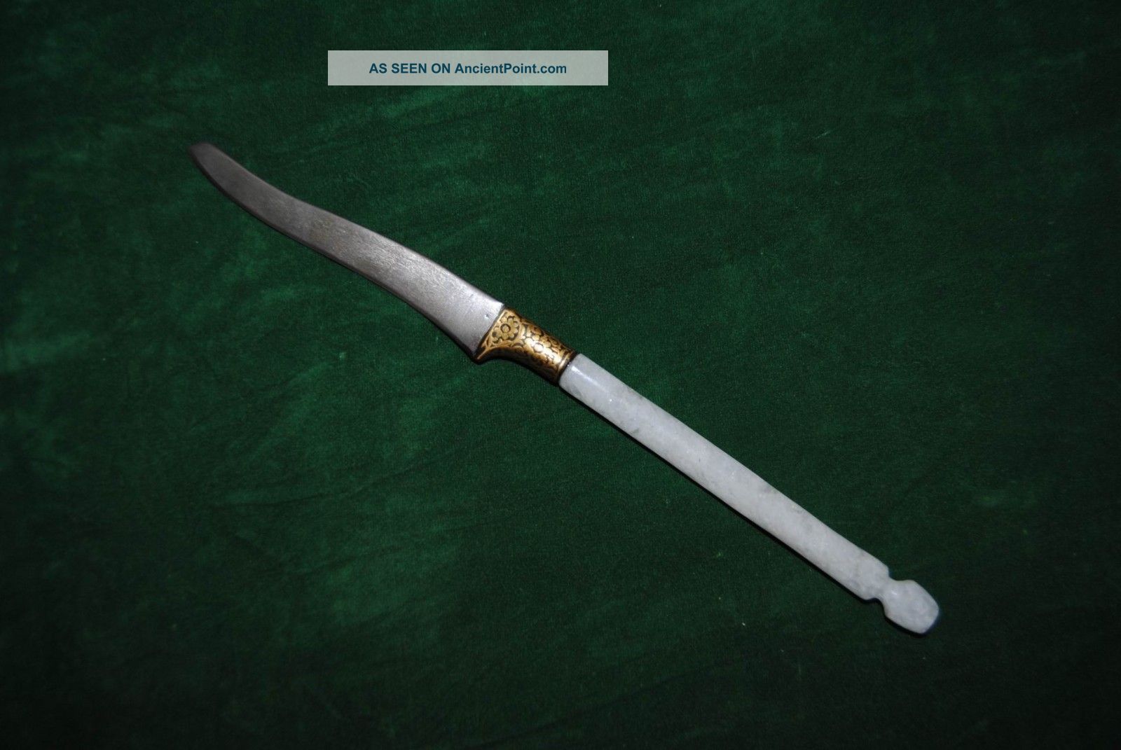 Antique Ottoman Turkish Calligrapher Penknife Wootz Gold Inlaid Dervish Knife Islamic photo