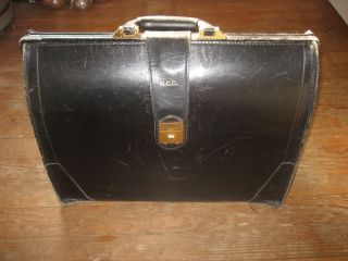 Vintage Doctor Leather Handbag Luggage Suitcase Carryon Bag With Lock photo