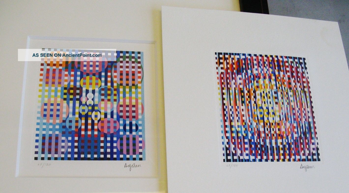 Fine Pair Of Yaacov Agam Signed & Numb ' D Lithographs Visual Welcome Series Mid-Century Modernism photo