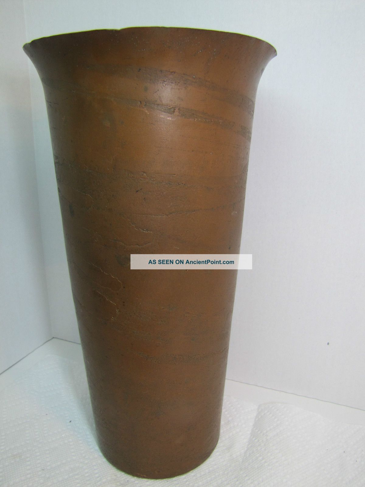 Antique Arts & Crafts Copper Bronze Large Vase Umbrella Stand Crafted Metalware photo