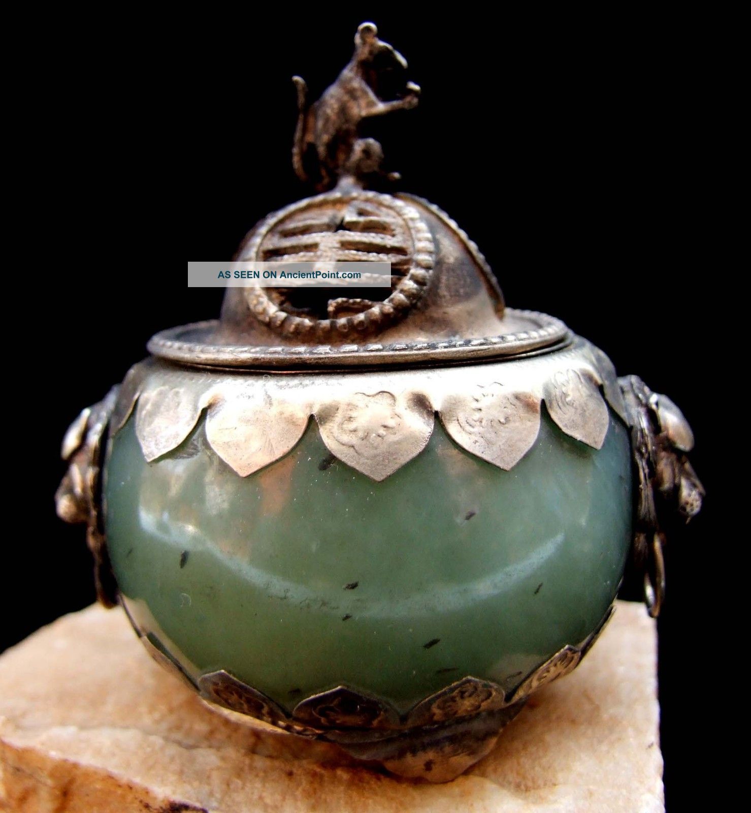 Chinese Jade Beast Head & Mouse Gold Ingot Incense Burner Incense Burners photo