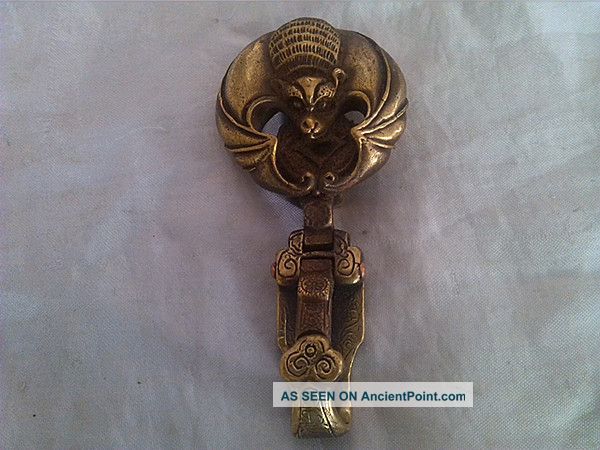 Js270 Unusual Rare 18th Chinese Bronze Belt Buckle Other photo
