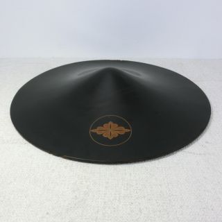 G277: Real Old Japanese Lacquered Samurai Military Hat Jingasa W/family Crest.  1 photo