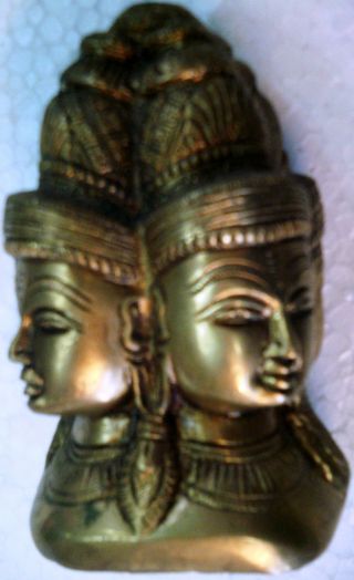 Surya Bhagwan Sun God With 4 Faces Facing Each Direction Brass Statue India photo
