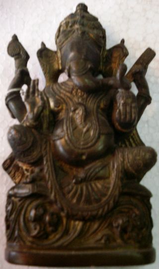 Vintage Black Bronze Ganesha Ganpati Ganapati Sculpture Statue:the Rarest Statue photo