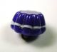 Antique Charmstring Glass Button Blue Candy Mold W/ White Band - Swirl Back Buttons photo 1