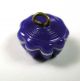 Antique Charmstring Glass Button Blue Candy Mold W/ White Band - Swirl Back Buttons photo 2