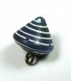 Antique Charmstring Glass Button Blue W/ White Spiral Cone Shape Swirl Back Buttons photo 2