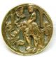 Antique Brass Picture Button King Arthur With Excalibur Paris Back Buttons photo 1